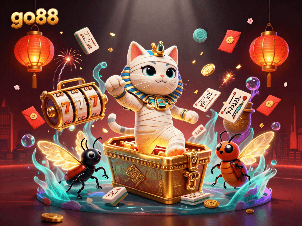 Experience thrilling gameplay at go88 with a vibrant casino scene featuring unique characters and elements.