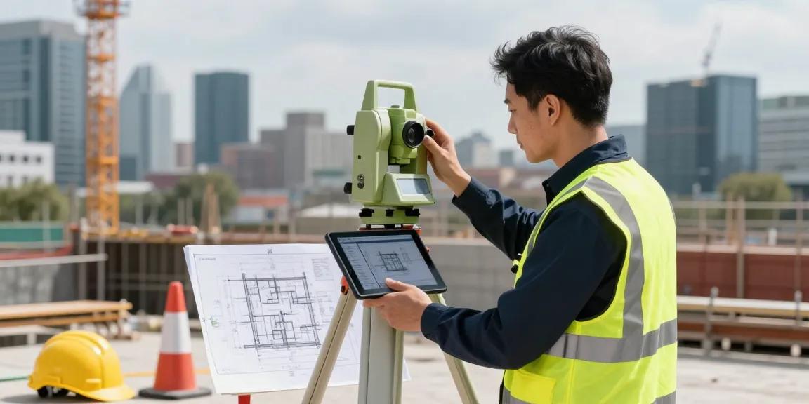 Measured building surveyors accurately measuring a construction site in London, showcasing professional equipment and expertise.