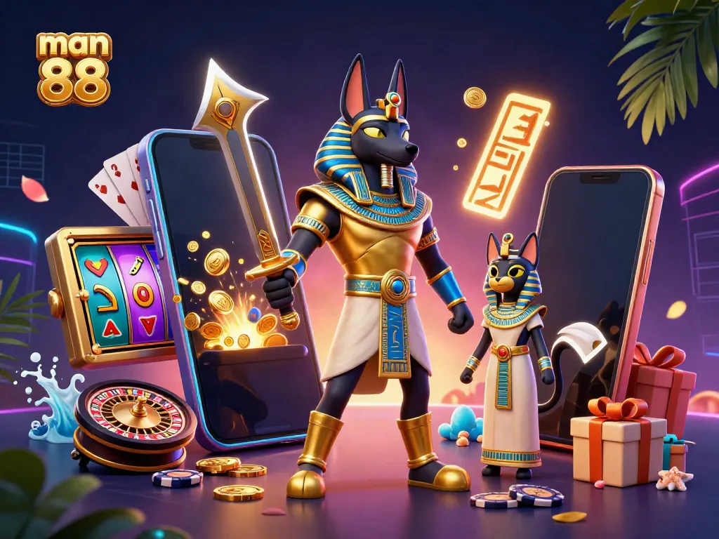 Experience exciting game action at man 88 with ancient warrior characters and casino elements.