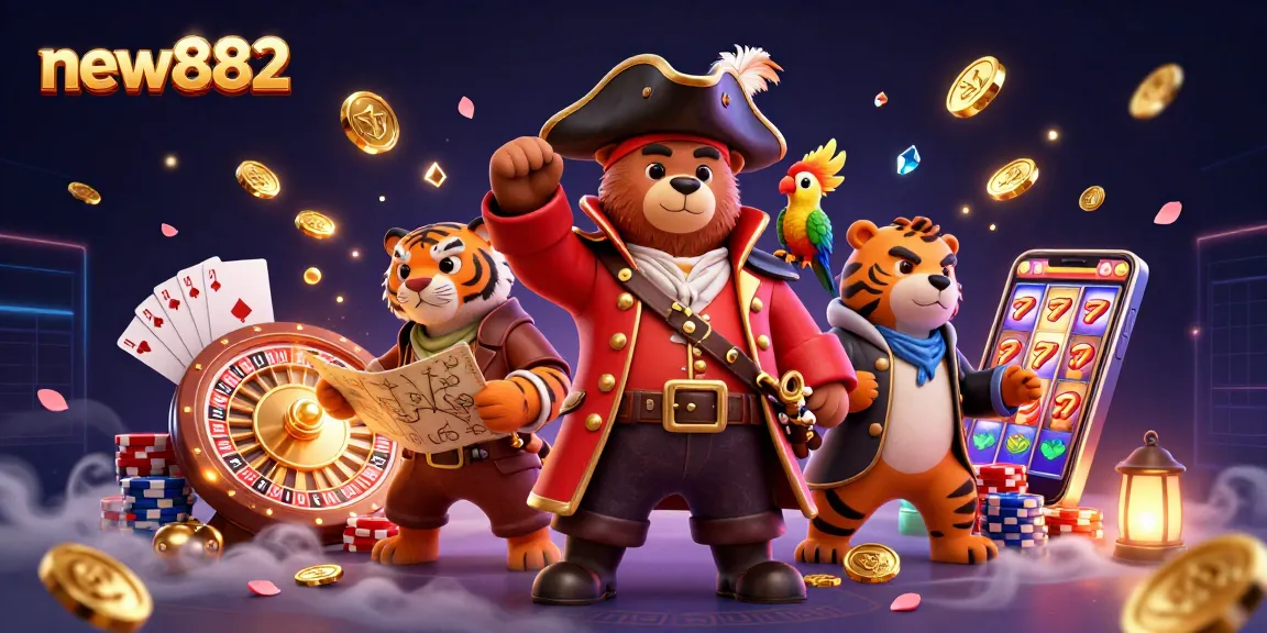 Explore the exciting dynamic world of new882 with thrilling casino adventures illustrated in 3D.