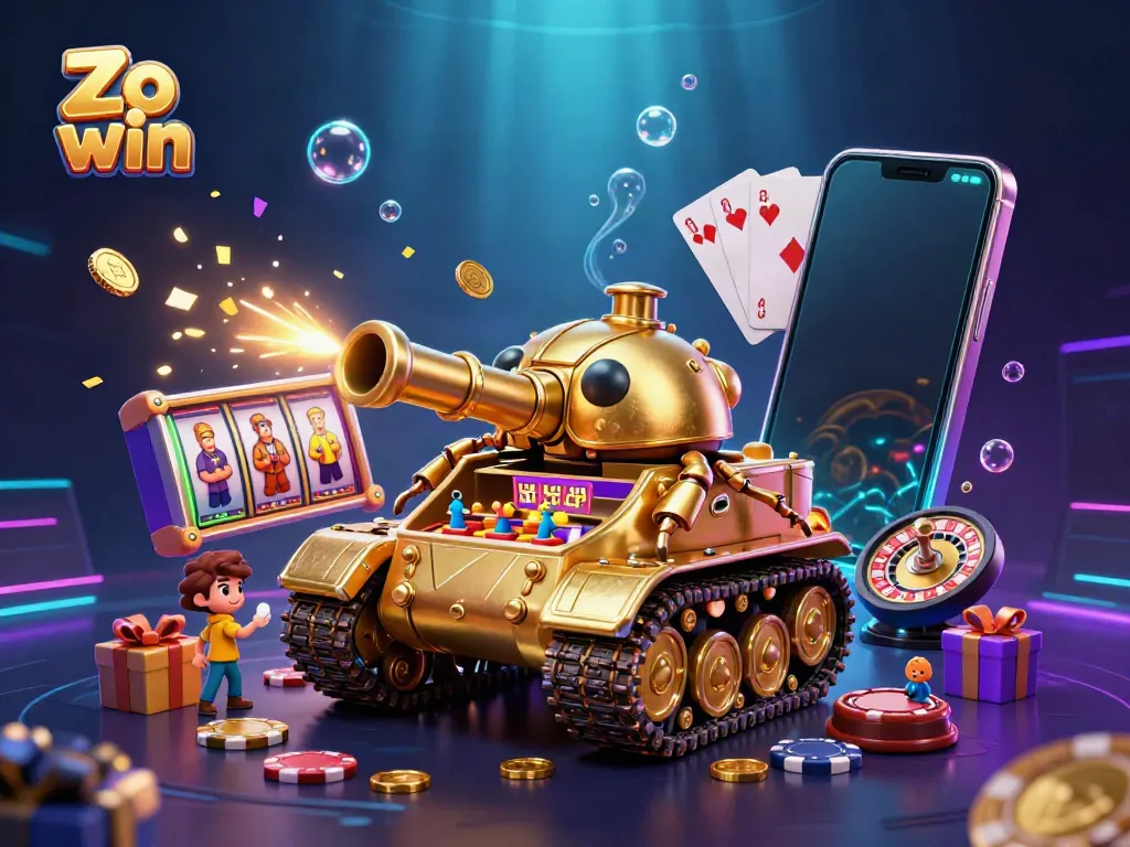 Experience exciting gameplay at Zo win with a vibrant golden beetle tank casino scene and dynamic slot game elements.