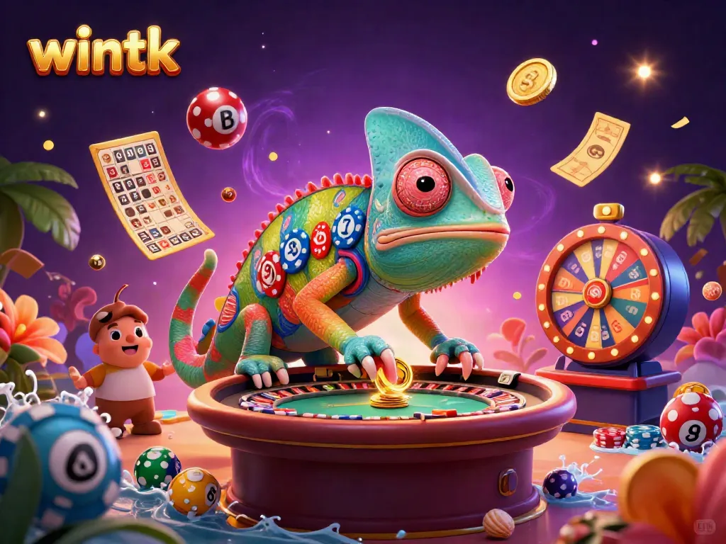 Engage with the thrilling world of wintk casino featuring a lively chameleon owner amidst dynamic lottery elements.