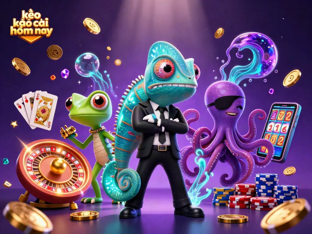 Experience the excitement of kèo nhà cái hôm nay with this vibrant illustration featuring dynamic casino elements and characters.