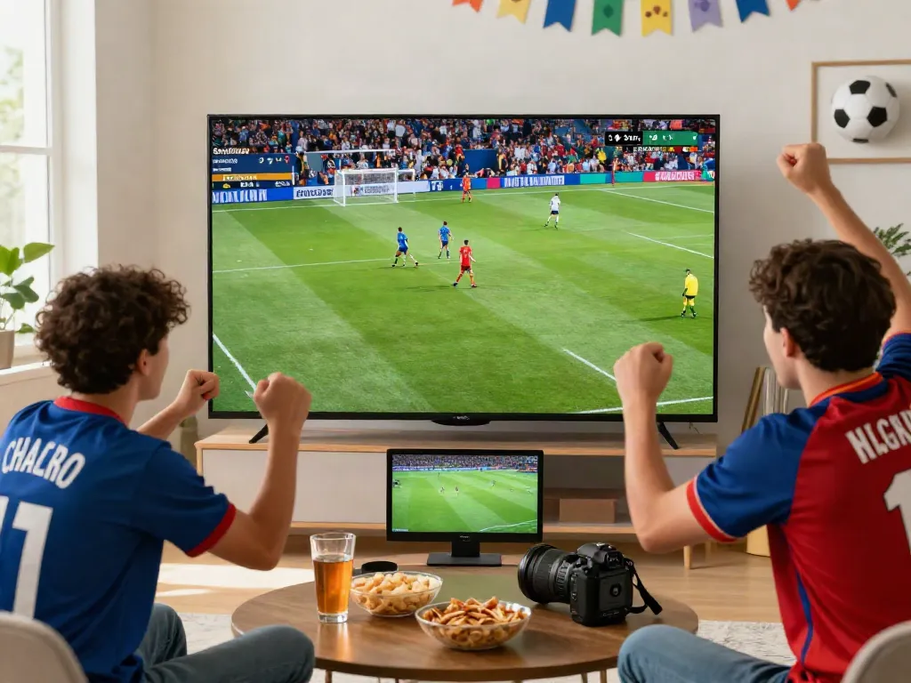 Socolive viewers enjoying high-definition live soccer match at home.