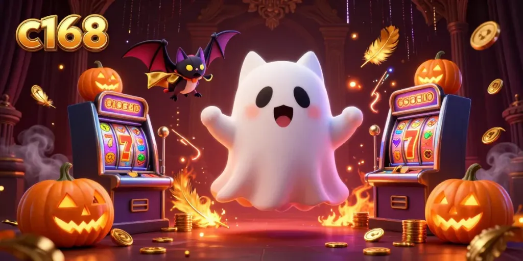 Experience thrilling c168 casino adventures with a ghost cat, vampire bat, and poker jack-o-lanterns.
