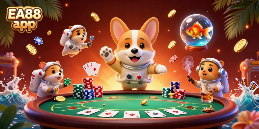 Experience thrilling gaming with the EA88 app featuring a colorful space station casino.