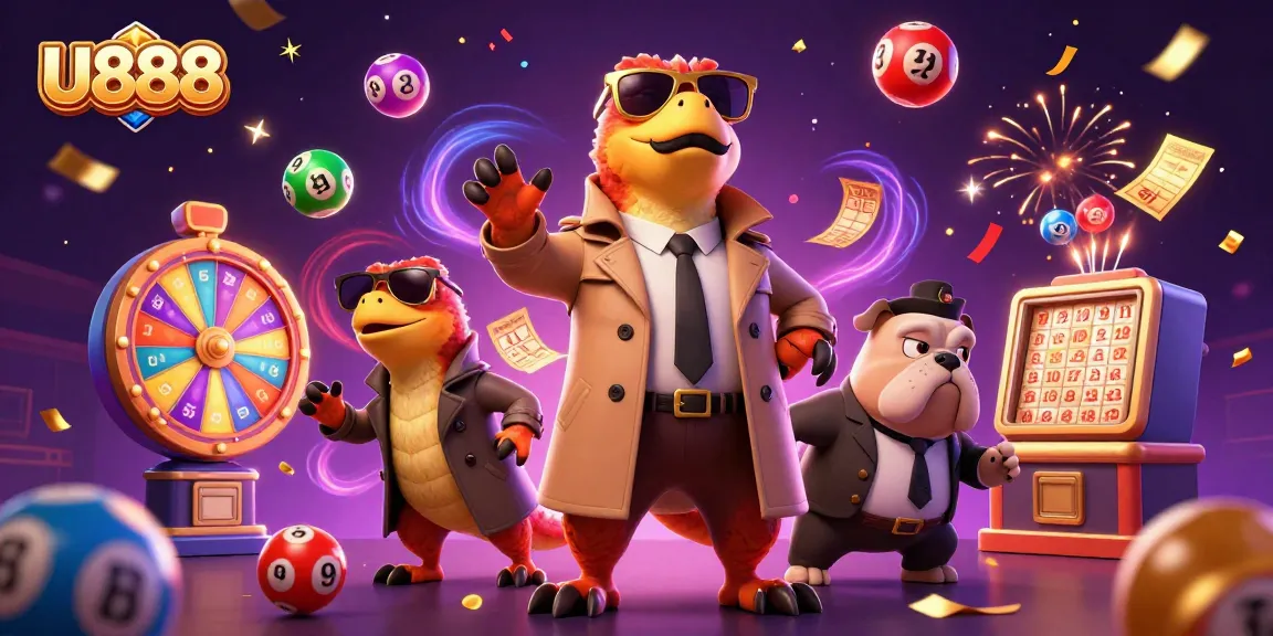 Experience exciting gaming adventures at U888 with vibrant casino elements and fun characters!