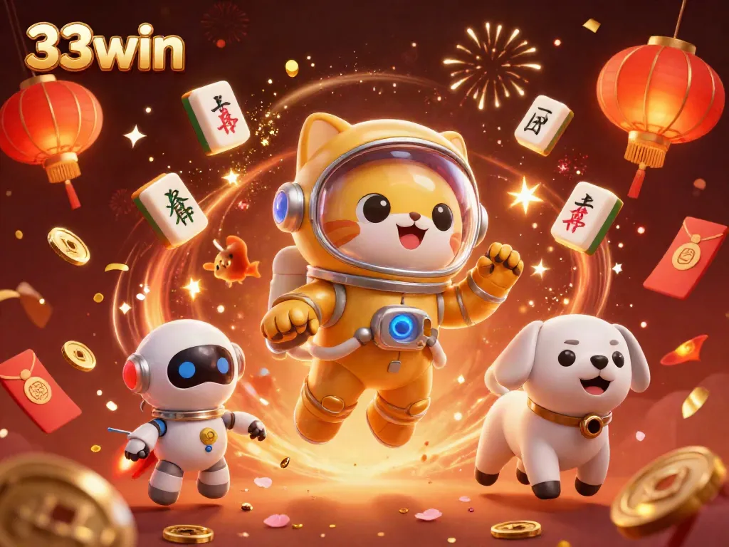 Engage in thrilling gameplay at 33win, featuring vibrant 3D characters and dynamic casino elements.