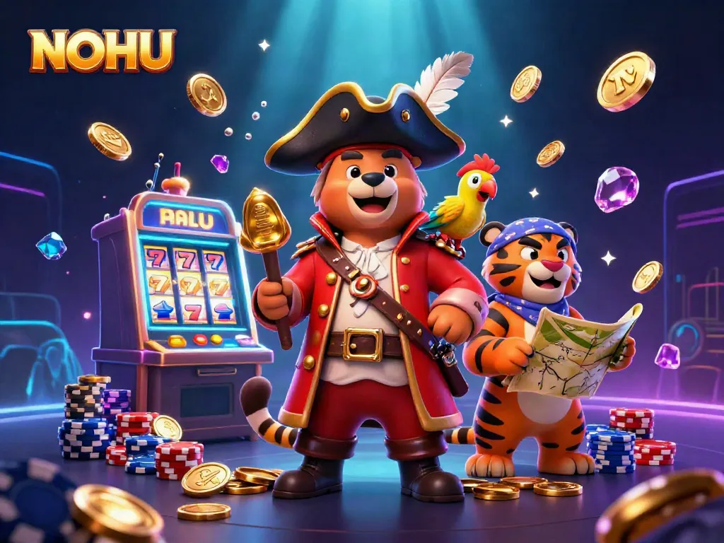 Experience thrilling wins with NOHU as pirate characters enjoy a jackpot-filled adventure.