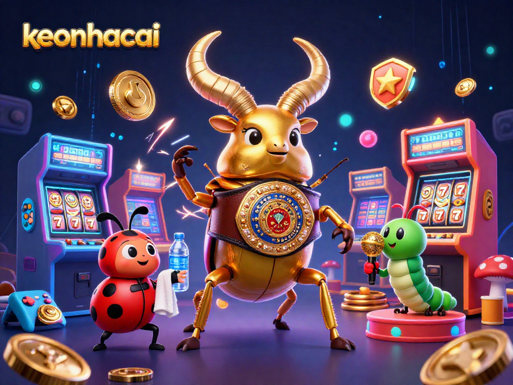 Experience the thrill of keonhacai with a dynamic casino scene featuring colorful arcade games and lively characters.