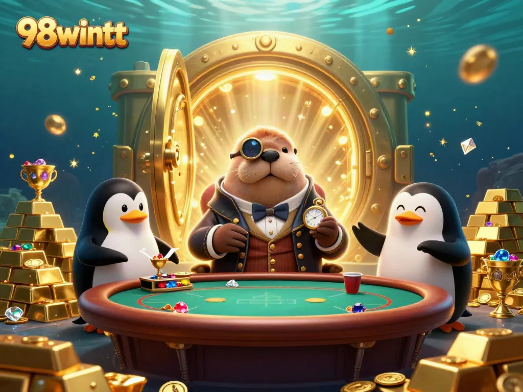 Experience the excitement of 98wintt as the jolly walrus plays poker with unique underwater characters.