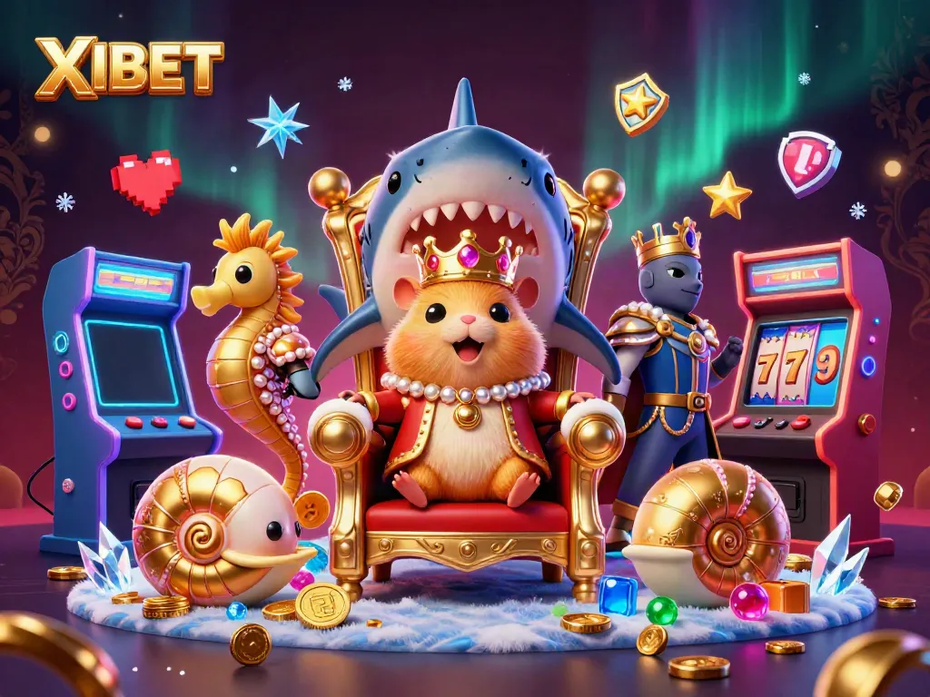 XIBET provides an exciting online casino experience with colorful illustration and vibrant gaming elements.