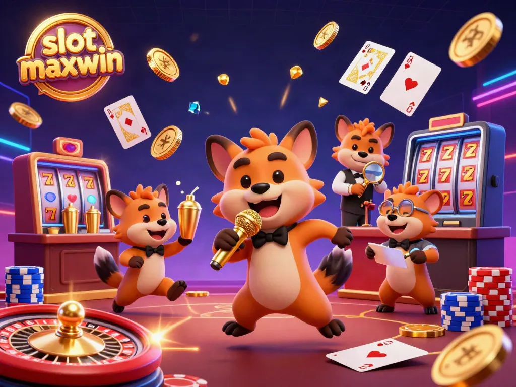 Experience thrilling moments at a vibrant casino with slot maxwin featuring comedic hyenas and dynamic gambling elements.