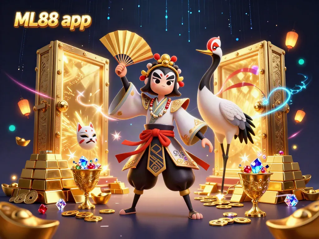 Experience the excitement of gaming with the ML88 app in this vibrant 3D illustration.