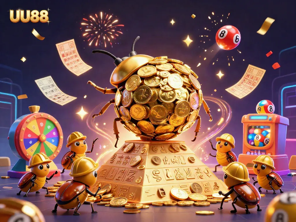 Experience exhilarating gameplay at UU88 with vibrant lottery elements and golden symbols.