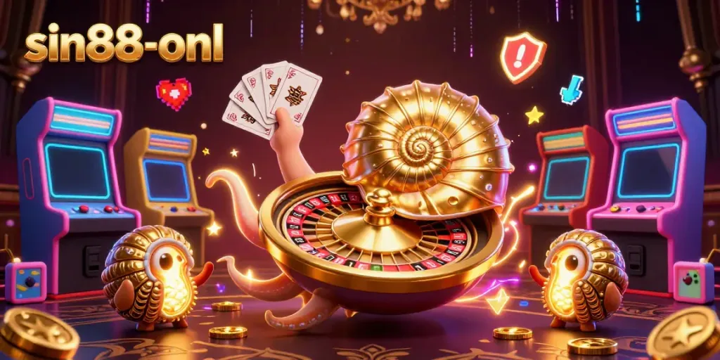 Play exciting games at sin88-onl with a giant nautilus and dazzling casino elements.