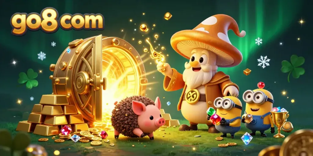 Experience the magic of go8 com as a wizard turns treasures to gold in this vibrant casino scene.