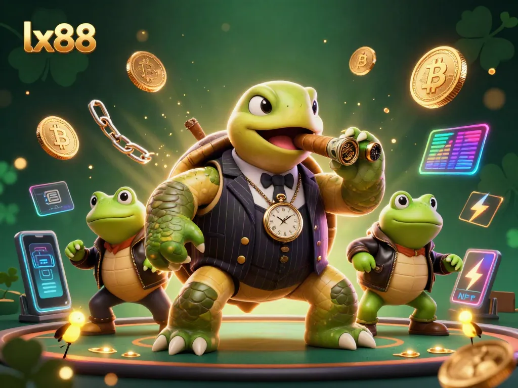 Engage in thrilling gameplay with lx88 at a vibrant casino showcasing 3D characters and crypto elements.
