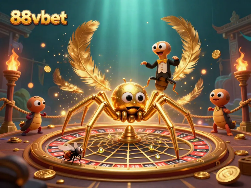 Engage with the exciting world of 88vbet, showcasing a dynamic casino scene with betting characters.
