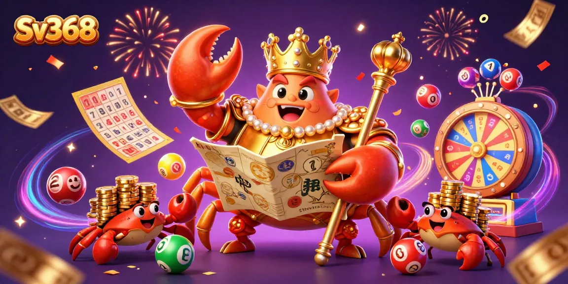 Engage with Sv368's thrilling gaming environment featuring a golden crab emperor amid a vibrant gaming scene.