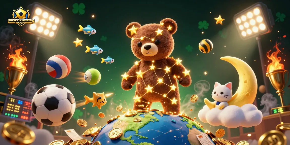 Experience the excitement of daidichxacsong with the constellation bear and dynamic sports elements in a vibrant scene.