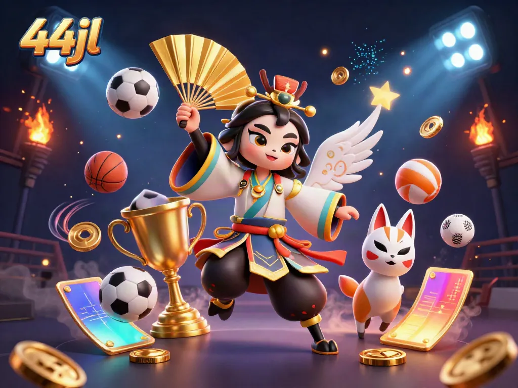 Experience thrilling sports betting at 44jl, featuring dynamic characters and vibrant action in a casino setting.