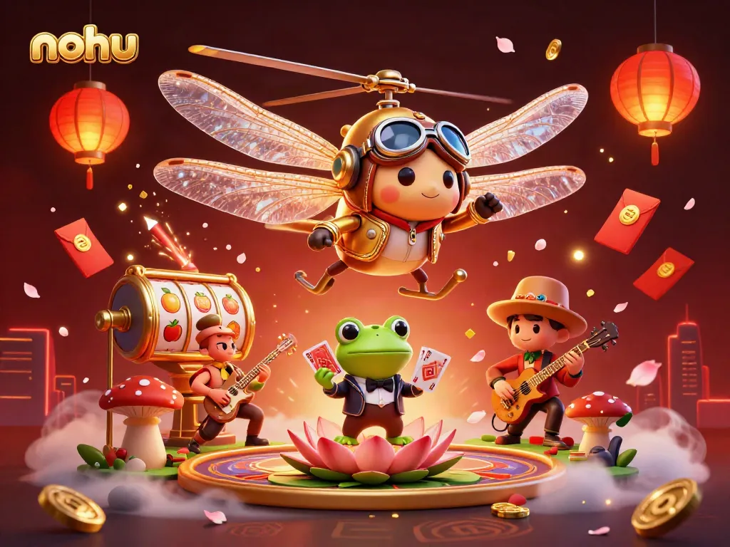 Experience nohu's exciting casino gameplay with vibrant characters and interactive elements in a fantasy setting.