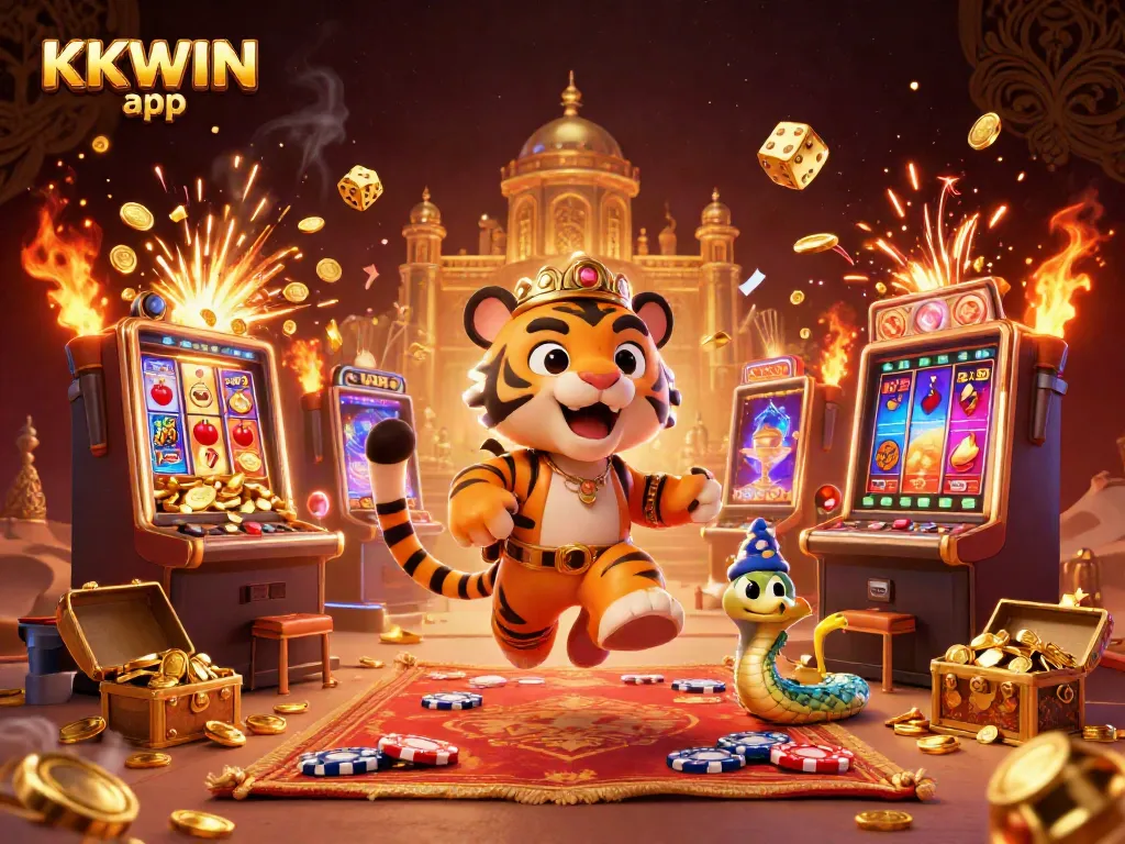 Experience thrilling jackpots with KKWIN app in a vibrant casino adventure scene.