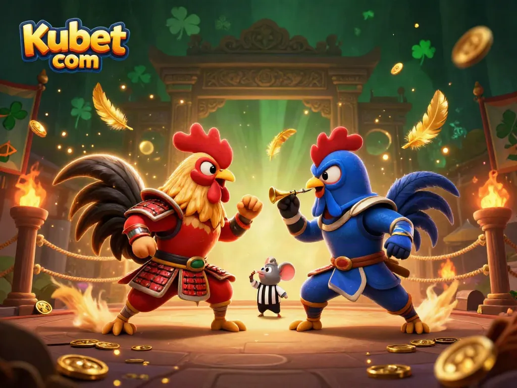 Engage with Kubet com's thrilling online betting experience in an action-packed rooster showdown.