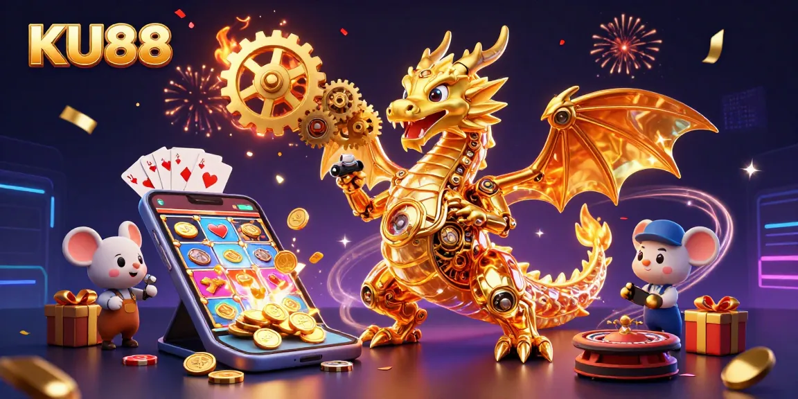 Experience thrilling gameplay with KU88 casino, featuring a vibrant dragon and dynamic slot games.