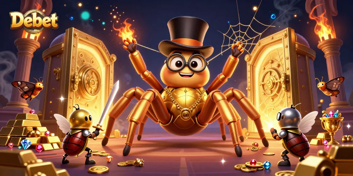 Engaging scene illustrating Debet with characters and glamorous casino elements bursting with excitement.