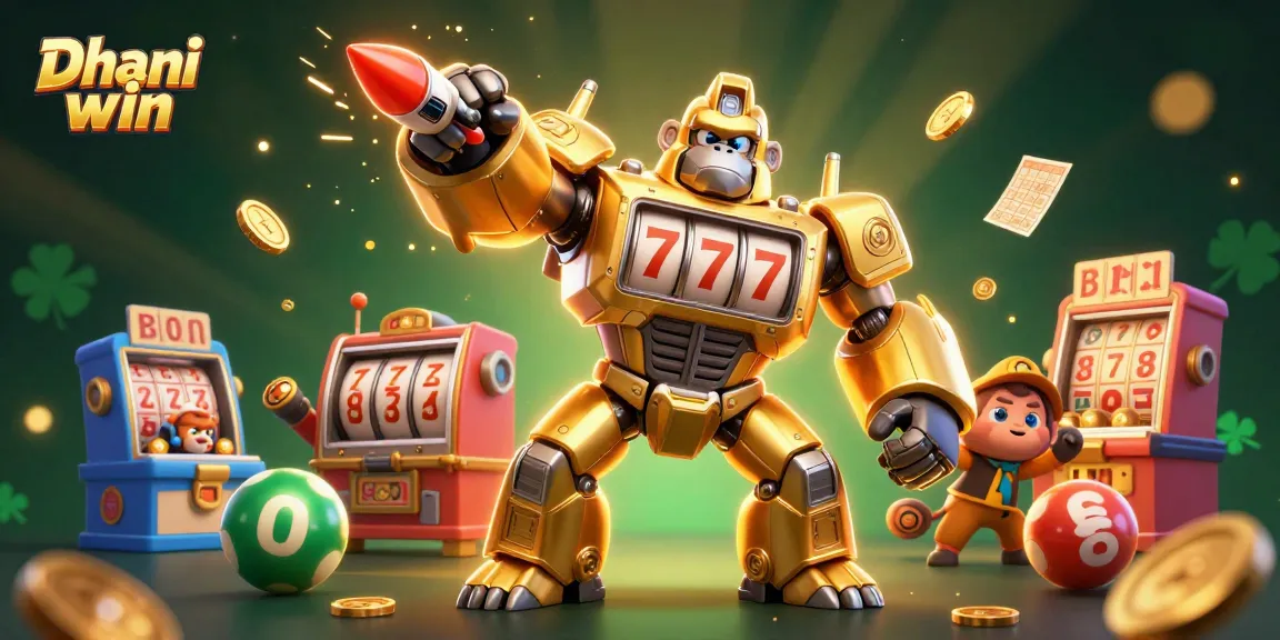 Dhani win: Play exciting lottery games with the dynamic gorilla mech and vibrant elements.