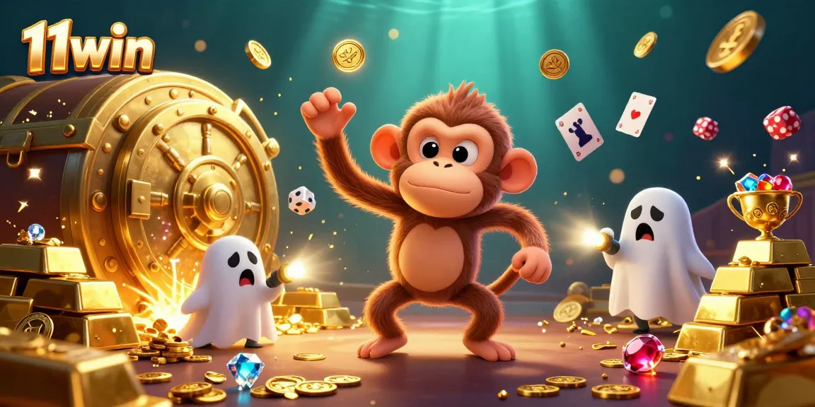 Engage with 11win's lively casino atmosphere featuring mischievous ghostly characters and treasures.