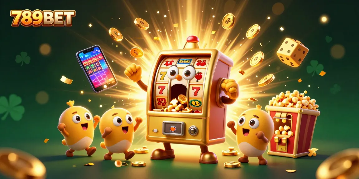 Experience the excitement of winning with 789BET's animated slot machine jackpot celebration.