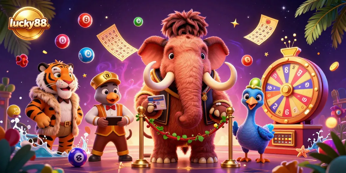 Experience luxury gaming with lucky88. Casino-themed characters, exciting game elements, and vibrant atmosphere.
