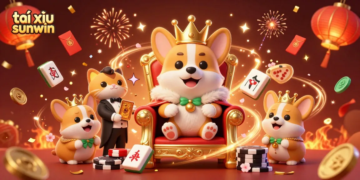 Experience the excitement of tài xỉu sunwin with our charming royal corgi in a lively casino scene!