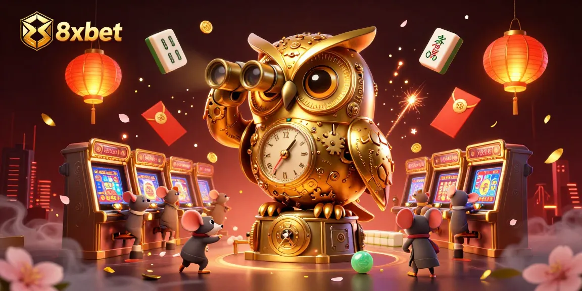 Experience the excitement of 8xbet with a vibrant casino scene featuring animated characters and engaging game elements.