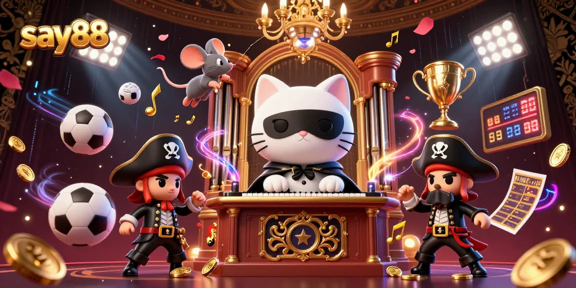 Experience the thrilling world of say88 with dynamic sports balls and captivating characters in this 3D casino illustration.