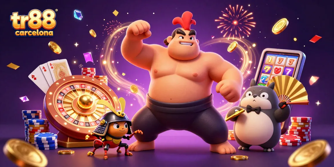 Experience thrilling wins at tr88 barcelona with vibrant gaming elements and dynamic casino characters.