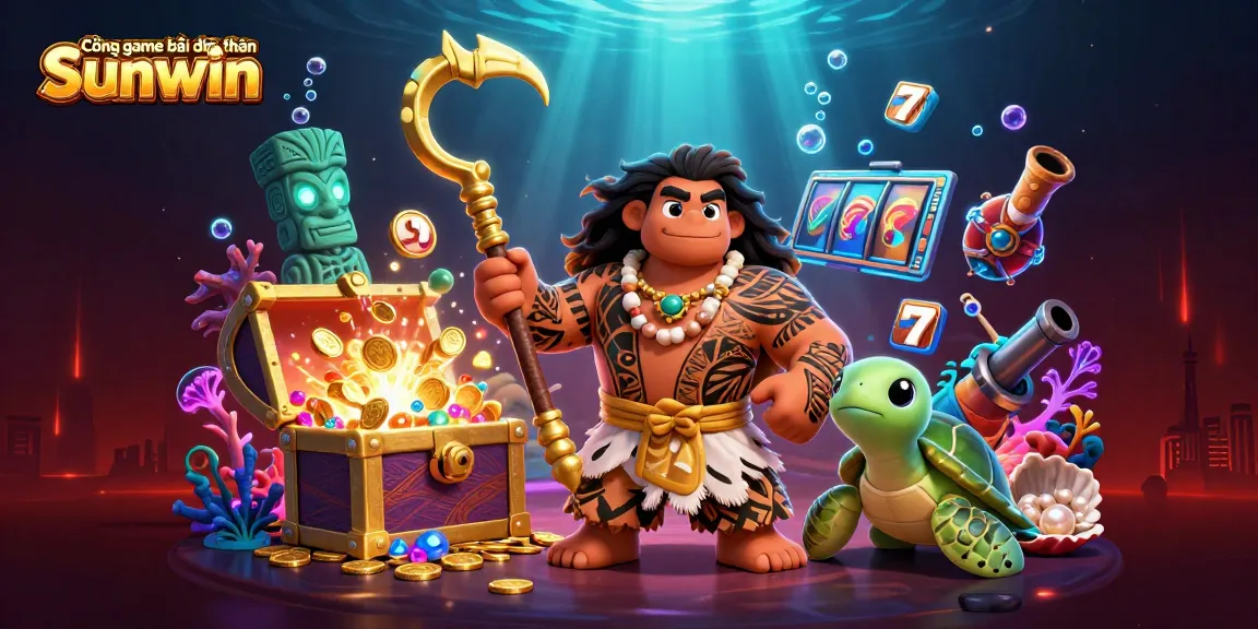 Engage in Cổng game bài đổi thưởng Sunwin featuring dynamic 3D cartoon gaming scene with vibrant illustrations.