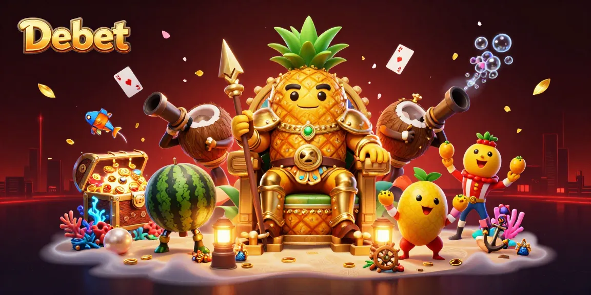Engage in wild casinos at Debet with a golden pineapple king and exciting game elements.