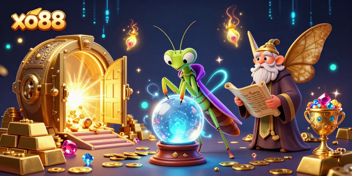 Experience thrilling moments at xo88, featuring mystical characters and abundant treasures in a vibrant casino scene.