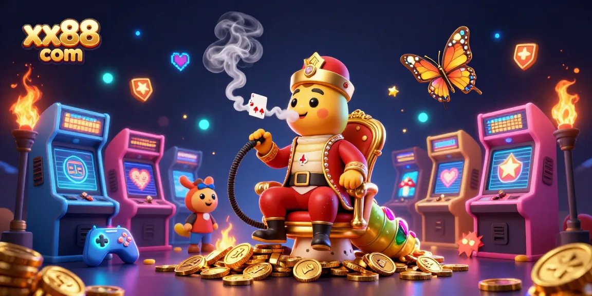Engage in thrilling gameplay at xx88 com with our vibrant, action-packed casino illustration.