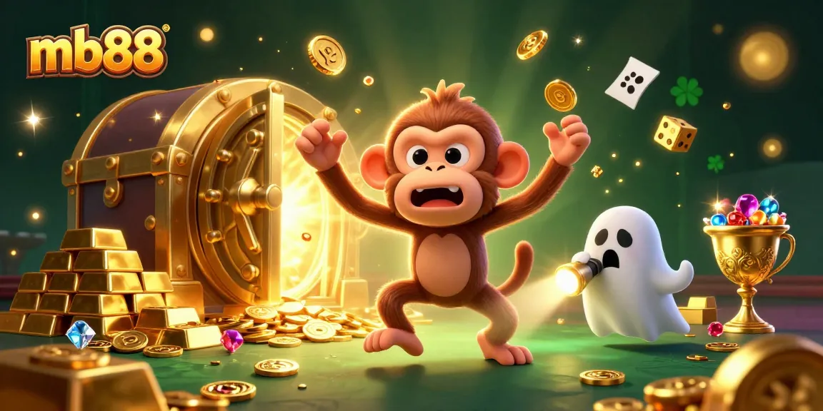 Join the mb88 casino adventure with a mischievous monkey juggling gold while a curious puppy hunts for treasure.