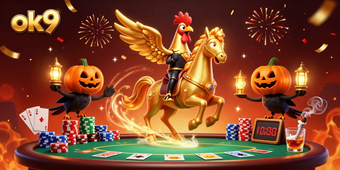 Experience thrilling casino action with ok9 featuring golden rooster and poker elements.